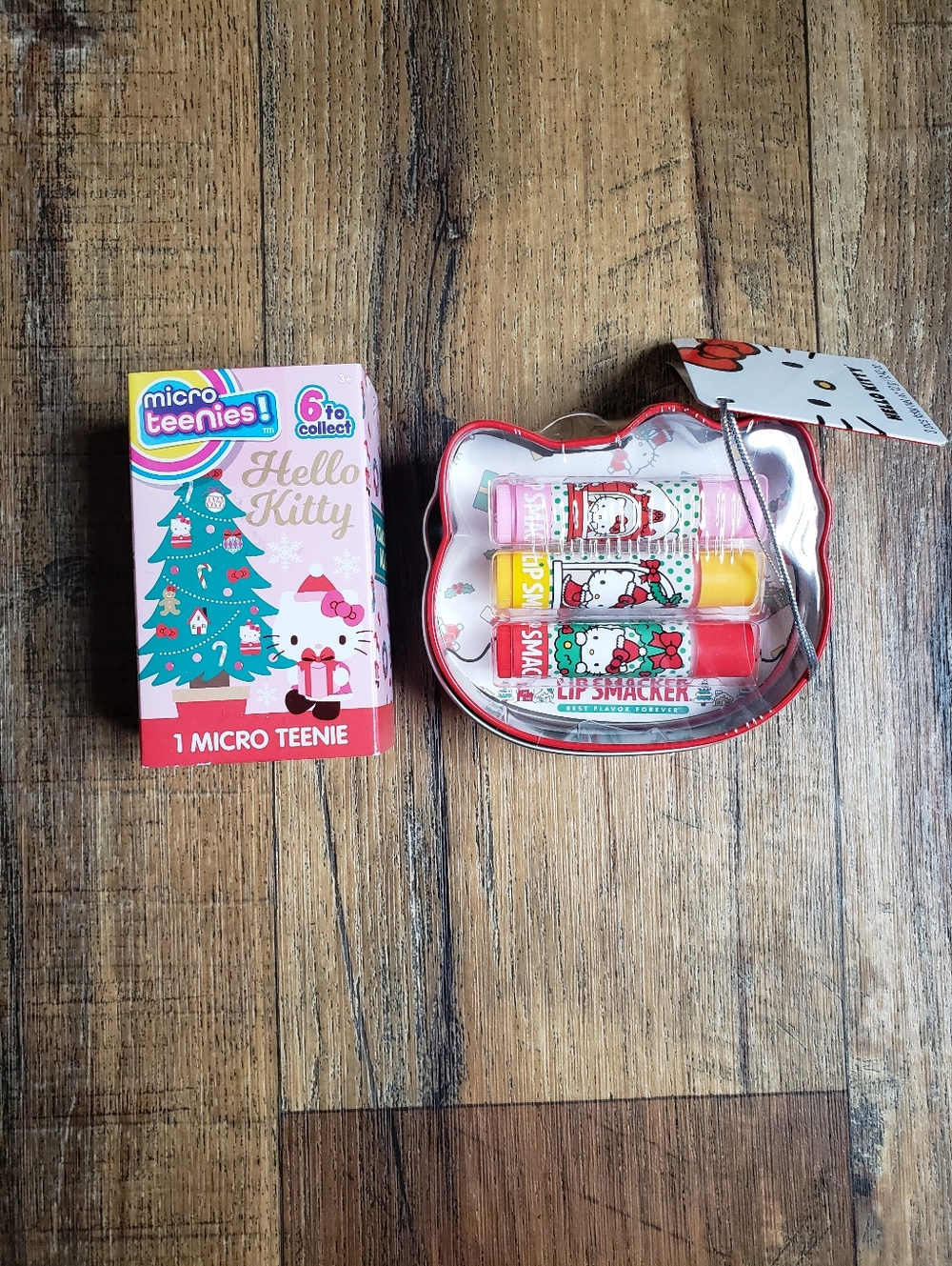 Hello Kitty Christmas Lip Smacker Tin Set & Christmas Micro Teenie Mystery Plush